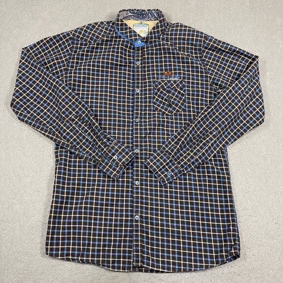 Tocsin Shirt Mens Large Blue Plaid Check Tartan Easy Care Long Sleeve Workwear - Picture 1 of 9